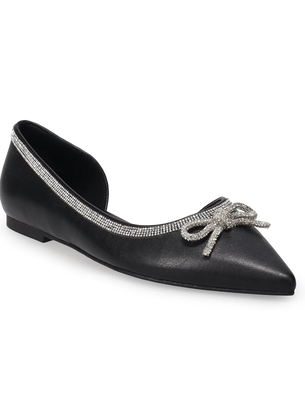 Apt. 9 Women's Black Pointed Toe Flats with Rhinestone Trim size 9.5